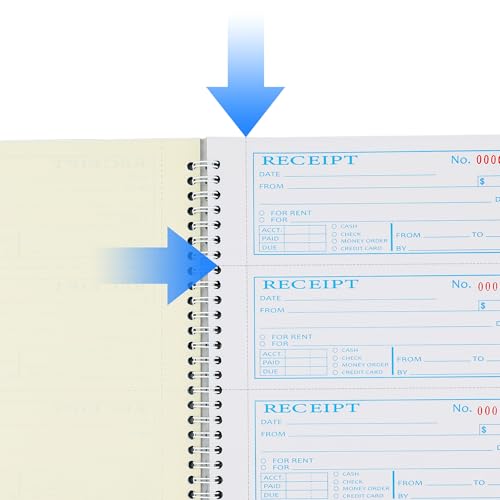 Zzrywuty Single Book 2-Part Carbonless Money and Rent Receipt Book 200 Sets