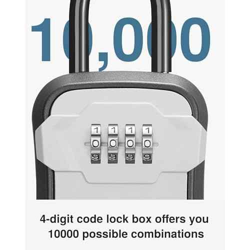 Puroma Lock Box, Key Lock Box Wall Mount & Portable Combination Lockbox with Resettable Code, Security Lockbox for Outside House Keys, Apartment Realtors Spare Keys Storage (2 Packs, Gray)