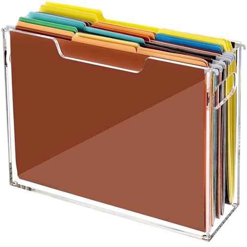 Acrylic File Folder Organizer, Clear Hanging File Organizer Box for Letter Size, Desktop File Holder with Handles, Slim Filing Storage Box for Desk Office Home Work -1 Pack