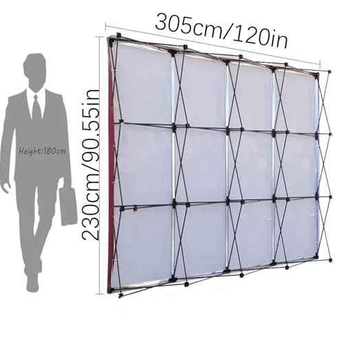 Portable Pop Up Display Stand, Tension Backdrop Booth Frame, Fabric Trade Show Exhibit Display Booth with Zips