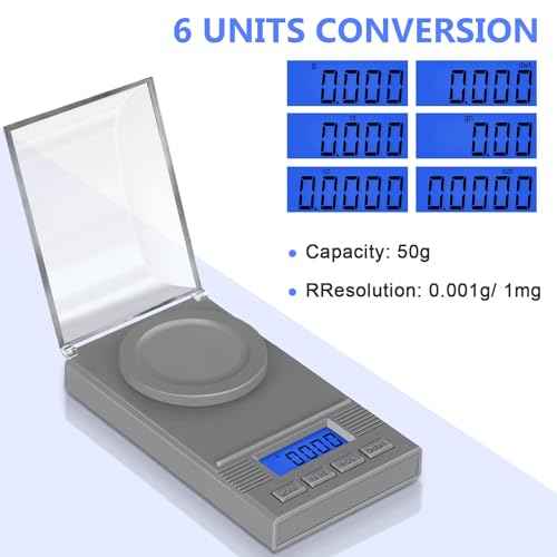 Fuzion Milligram Scale 50g/ 0.001g, mg Scale, Jewelry Scale with LCD Backlit, Tare, Digital Milligram Scale for Powder, Gem, Reloading, Micro Scale
