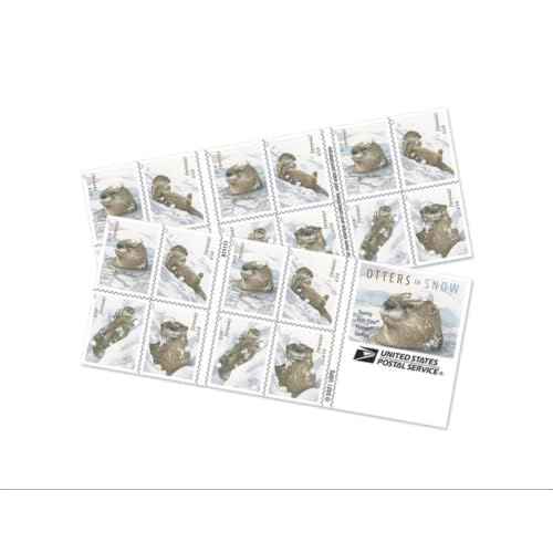Otters in Snow (Booklet of 20) First-Class Mail Forever Postage Stamps 2021 Scott 5651