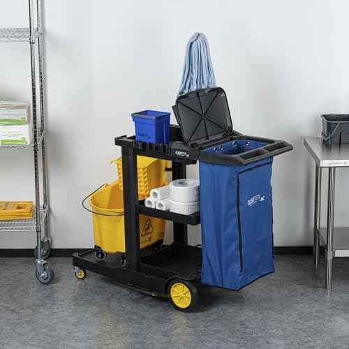 Restaurantware-Janitor CART Bag ONLY: Clean Tek Professional 16.93 x 10.63 x 29.53 Inch Janitorial Bag, 1 Heavy-Duty Receptacle - Janitor Cart Sold Separately, Durable, Blue Plastic Replacement