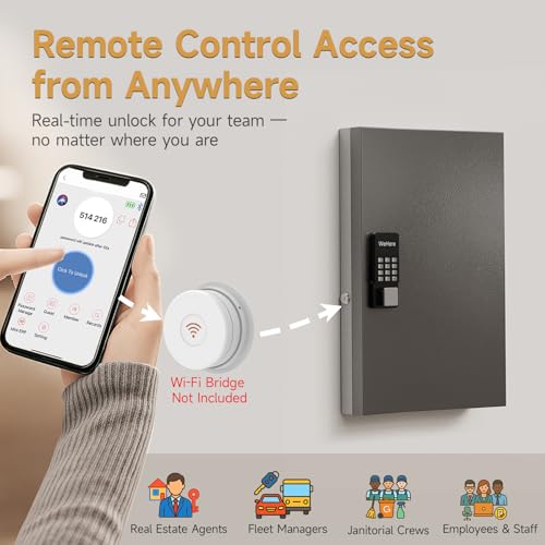 72-Key Smart Key Cabinet with Keypad & App – Wall-Mount Lock Box Organizer