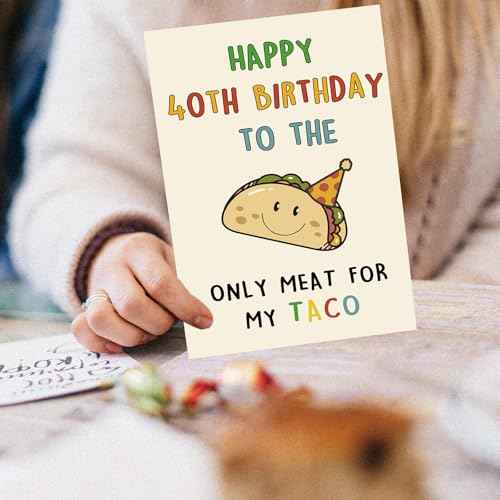 Funny 40th Birthday Gifts Men, Happy 40th Birthday Card for Husband Him, Taco 40 Years Old Mens Bday Decorations Ideas