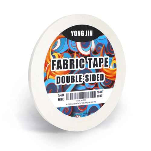 YONGJIN Double Sided Fabric Tape - 1/4 inch x 108 feet - Hem Tape No Sew No Iron, Peels Off Easily, Quick & Easy Fix for Hemming, Pants, Curtains & Crafts