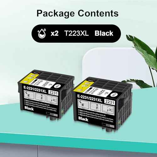 Remanufactured T223 XL Ink Cartridge, T223XL120 Black Ink, T223XL 223XL Ink, Replacements for Workforce WF-M1030 WF-M1560 WF M1030 WF M1560 Printer (2 Pack)