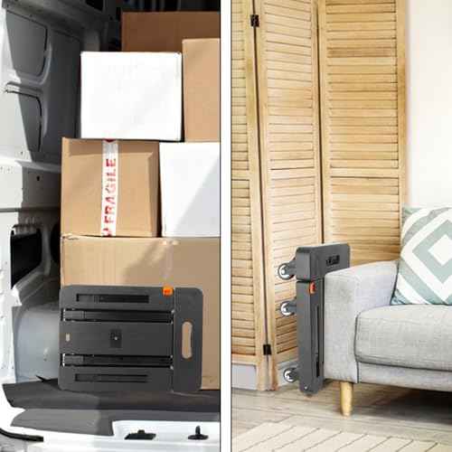 Folding Hand Truck with 6 Wheel, 300 lbs Foldable Dolly Cart with 2 Lashing Straps, Versatile, Foldable & Easily Portable Luggage Cart and Utility Cart for Moving, Shopping