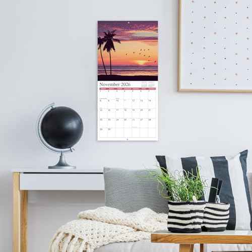 2026 Wall Calendar BEACHES, 12 Months Hangable Wall Calendars, from Jan 2026 - Dec 2026, 12" x 24" (Open), Wall Calendar with Thick Paper
