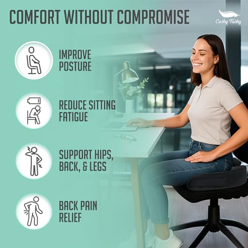 Cushy Tushy Premium Foldable Travel Seat Cushion, Black – Coccyx & Sciatica Relief