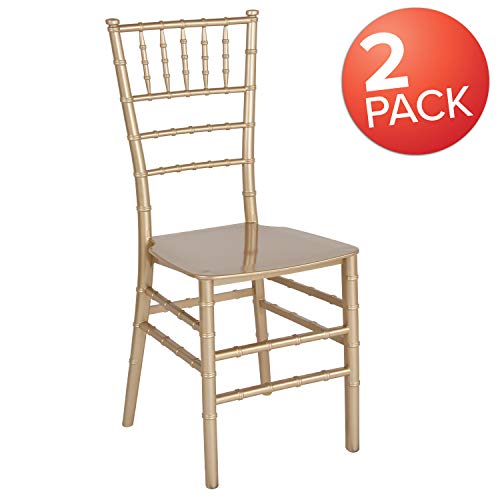 Flash Furniture Hercules Gold Resin Stacking Chiavari Chair Set of 2