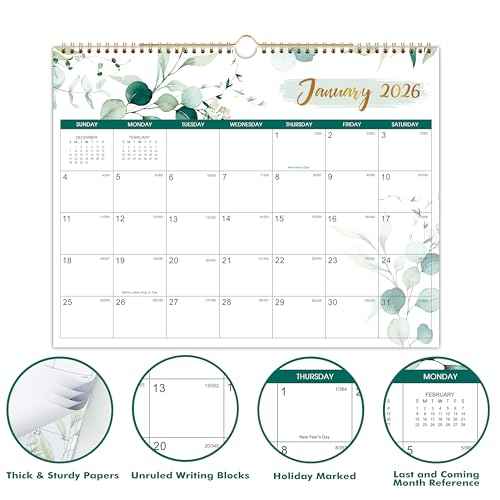 2026-2027 Wall Calendar - January 2026 - December 2027, Calendar 2026-2027, 14.8" x 11.4", 2026 Calendar with Large Blocks Space, Twin-Wire Binding, Hanging Hook, Perfect for School & Home
