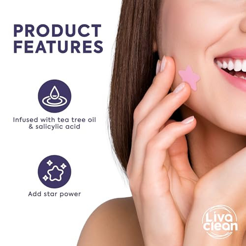 LivaClean 1440 CT (6 Pack of 240) Superstar Acne Patches w/Salicylic Acid & Tea Tree, Star Pimple Patches for Face Stars Hydrocolloid Acne Patch Cute Zit Patch for Face Healing Sticker