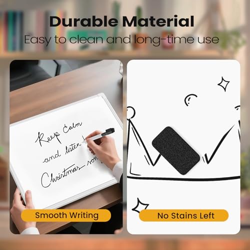 Small Dry Erase Board for Wall, 16" x 12" Double-sided Hanging Whiteboard, Dry Erase White Board with 3 Markers, 4 Magnets and 3 Mini Sticky Notes, Portable Whiteboard for Home, Office, School