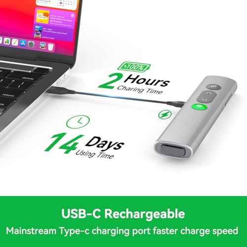 Presentation Clickers for PowerPoint Presentations, [Aluminum Alloy] + [2 in 1 USB C/A] PowerPoint Clicker with Laser Pointer Wireless Presenter PPT Slide Remote Control Clicker for Mac, Computer