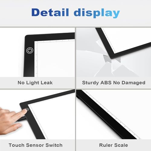 DigitPro Black A4 LED Slide Viewer Light Box for Negatives & Photos, Ultra-Thin USB Scanner