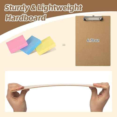HappyHapi 42 Pack Clipboard 8.5 x 11 Letter Size Clip Boards Bulk, A4 Wooden Hardboard Office Clipboards Pack for Classroom, Work-Meetings, Brown