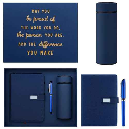 Honoson Employees Appreciation Gift Set for Men, New Employee Welcome to The Team Sets Notebook Pen and Tumbler May You Be Proud, Farewell Gifts for Coworkers(Blue)