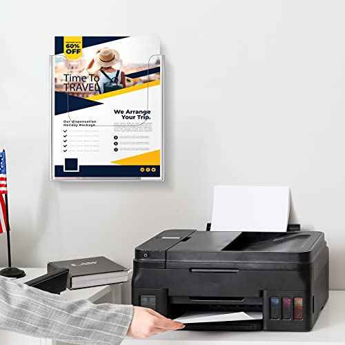 Wesiti Acrylic Brochure Holder 8.5 x 11 Inches Wall Mount Flyer Holder Plastic Slat Wall Display Single Pocket Box for Magazines Poster Papers Files Menu Pamphlet Literature Documents (6)