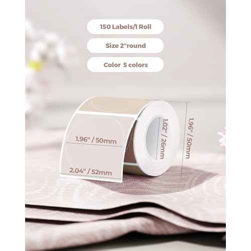 MUNBYN 2 Inch Thermal Labels Round, 2 Inch Thermal Label Stickers for Candle, Baking, 150 Sheets/1 Roll