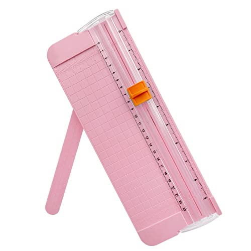 Pink A4 Paper Cutter with Safety Guard & Ruler - Portable Craft Trimmer for Scrapbooking & Photos
