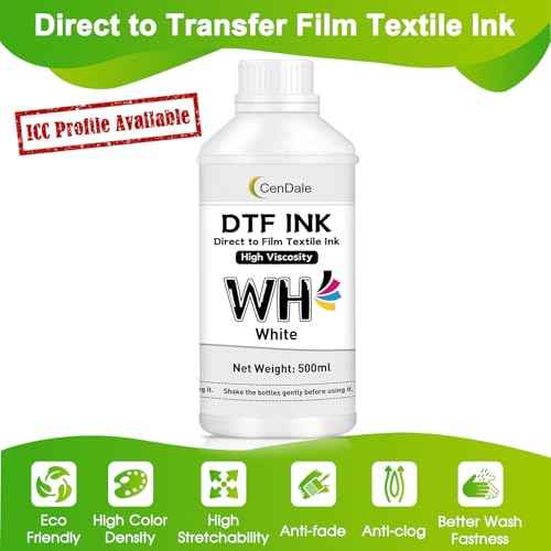 DTF White Ink 500ML - Upgraded High Viscosity, No Sediment DTF Ink for ET-8550 XP-15000 L1800 L805 R1390 R2400 DTF Printers, Heat Transfer Printing Direct to Film
