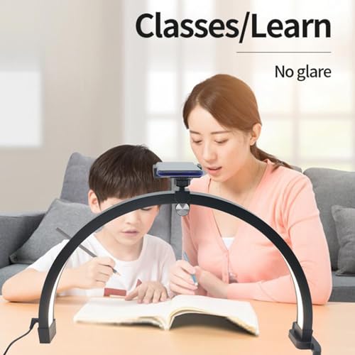 22 Inch Half Moon Nail Desk Lamp Touch Key Half Moon Fill Light Foldable 20W Nail Lamp Desktop Table Lamp with Phone Clip (US Plug)