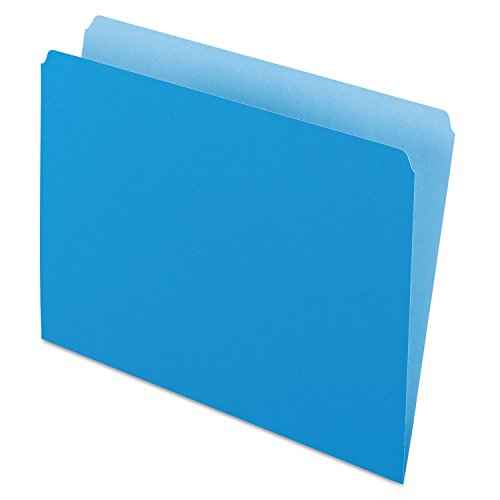 Pendaflex Color File Folders with Interior Grid, Letter Size, Blue, Straight Cut, 100/BX (R152 BLU)