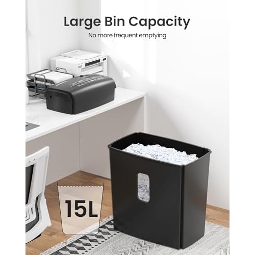 8-Sheet Micro Cut Paper Shredder P-4 High Security for Home Office Use with Handle, Shreds Credit Card/Staple 4 Gallons(Black) Visual Window Wastebasket