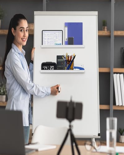 HDLDYDD 17-Inch White Magnetic Book Shelf Pack of 2 for Whiteboards & Walls