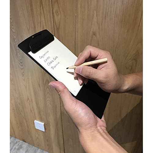 Plastic Clipboard, for Memo Menu Credit Card Receipt, 4x9in, Black (12-Pack)