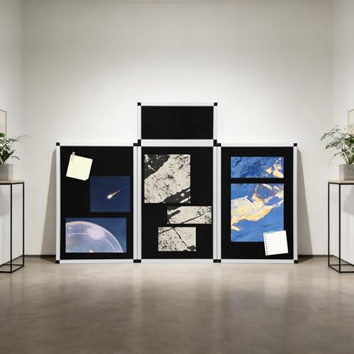 Black 3+1 Panel Trifold Tabletop Display Board with Storage Bag - Portable Presentation