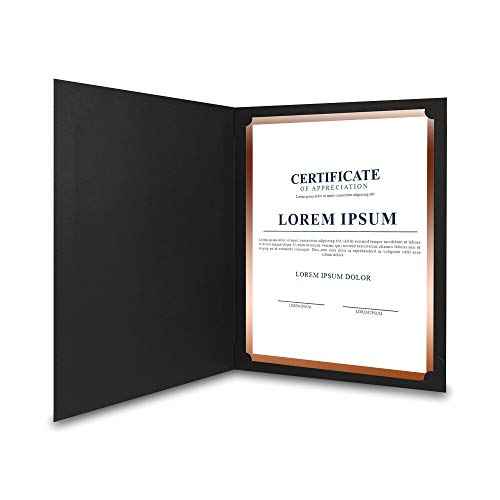 SUNEE Certificate Holders(Black, 50 Packs), Diploma Covers Gold Foil Border, for Letter Size 8.5x11 Certificates, Cardstock, Document Papers