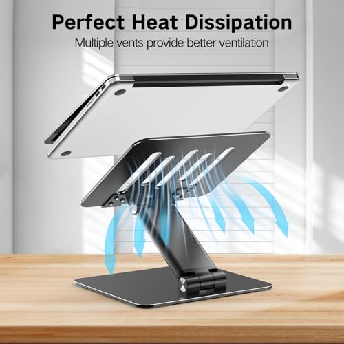 Adjustable Laptop Stand for Desk, Foldable Metal Riser, Ergonomic Support
