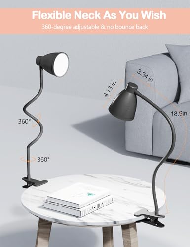 BOHON Black LED Desk Lamp with 5 Color Modes and Dimming, Eye-Care Reading Light