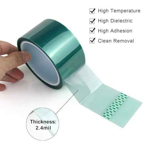 BOMEI PACK High Temp Tape Powder Coating, High Temp Masking Tape 2 Rolls x 2 inches x 216 Feet, Heat Resistant, Epoxy Release Ideal for Painting, Powder Coating, Circuit Boards