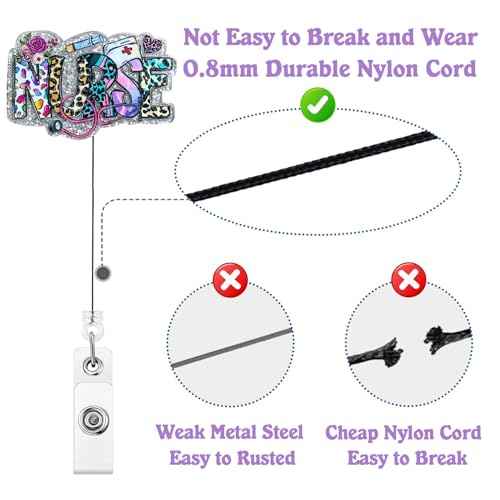 Funny Nurse Badge Reel Holder Retractable, Cute Nurses Week Gifts ID Badge Reel with Alligator Clip & 24¡± Durable Nylon Cord for Nurse Nursing School Student RN CNA LPN & Medical Personnel | Acrylic