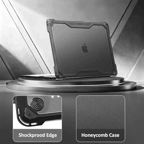 MOSISO Compatible with MacBook Air 13 inch Case 2025 2024 20223 2022 M4 A3240 M3 A3113 M2 A2681,Ruggedized Honeycomb Heavy Duty TPU Bumper Hard Shell&Keyboard Skin for MacBook Air 13.6 inch Case,Black