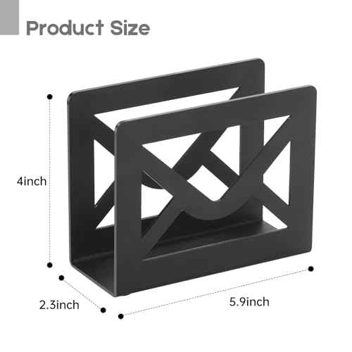 Desktop Metal Mail Holder,Modern Black Letter Organizer for Desk with Cutout Envelope Design,Home and Office Envelope and Document Storage Rack (Black)