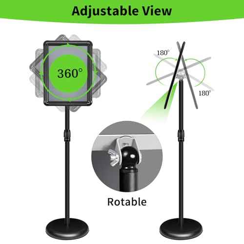 2Packs Adjustable Pedestal Sign Holder Stand 8.5''x11'', Floor Standing Poster Sign Stand for Vertical/Horizontal View Sign stand,Outdoor/Indoor Standing Sign Holders(Black, Round)