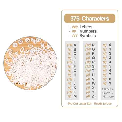 Letters for Letter Board Letters Only, 3/4 inch White Message Board Letters for Felt Letter Board Signs (398 pcs), 0.75¡± Pre Cut Plastic Letterboard Letters Numbers Symbols for Changeable Menu Board