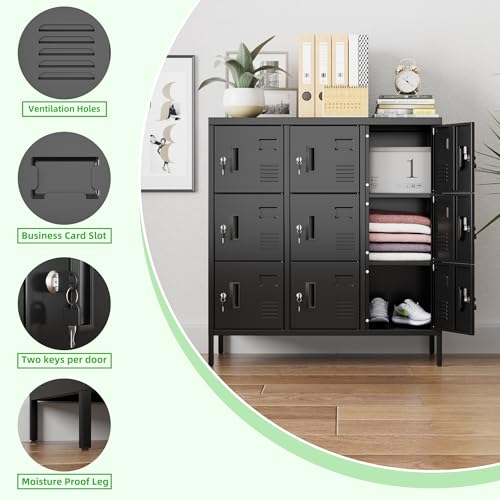 9-Door Metal Locker for Employees with Keyed Compartments
