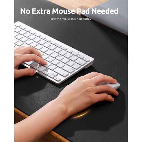 YSAGi Leather Office Desk Pad Protector, Large Mouse Pad, Non-Slip, PU Leather, Laptop Desk Blotter, Waterproof Writing Pad for Office and Home, Black, 23.6" x 13.8"