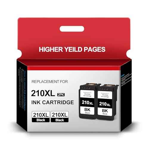 210XL Black Ink Value Pack Cartridge Replacement for Canon 210 210XL PG-210XL Use for Canon Pixma MX410 MX350 MP250 MP495 MX330 MX340 MP280 MP480 MP490 Printer (2 Black)