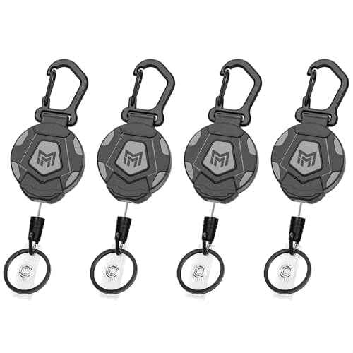MNGARISTA 4-Pack Retractable Keychain, Heavy Duty Carabiner Badge Holder, Tactical ID Badge Reel with 31.5¡± Steel Retractable Cord, 8.0 oz