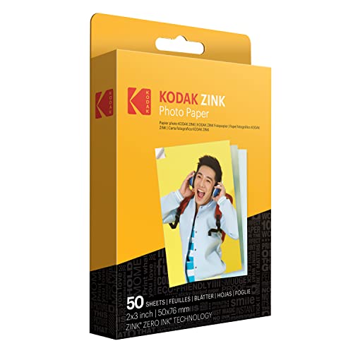 KODAK 2x3 Sticky-Backed ZINK Photo Paper 50 Sheets for Instant Prints