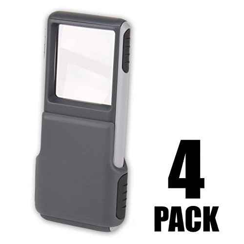 Carson MiniBrite 3x Power LED Lighted Slide-Out Magnifier with Protective Sleeve for Reading, Hobby, Crafts, Inspection and Tasks - Set of 4