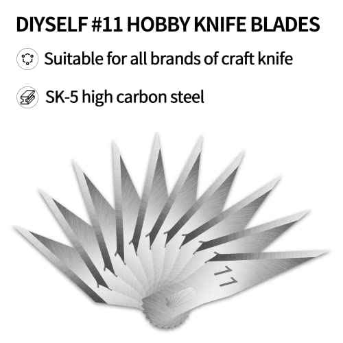 DIYSELF 20PCS Craft Knife Blades, SK5 Carbon Steel #11 Exacto Knife Blades Refill Hobby Art Blade Exacto Blade Cutting Tool with Storage Case for Craft, Hobby, Scrapbooking, Stencil