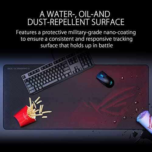 ASUS ROG Scabbard II Gaming Mouse Pad ? 14.2¡± x 10.2¡± (Medium Size), Smooth Glide Surface, Water/Oil/Dust-Resistant, Anti-Fray Edges, Non-Slip Base - Black
