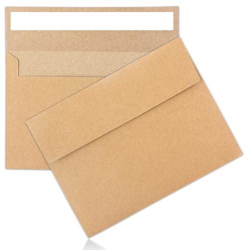 A4 Kraft Envelopes 4x6 Inch Self Seal 50 Pack for Invitations & Mailing - JOOLOKT